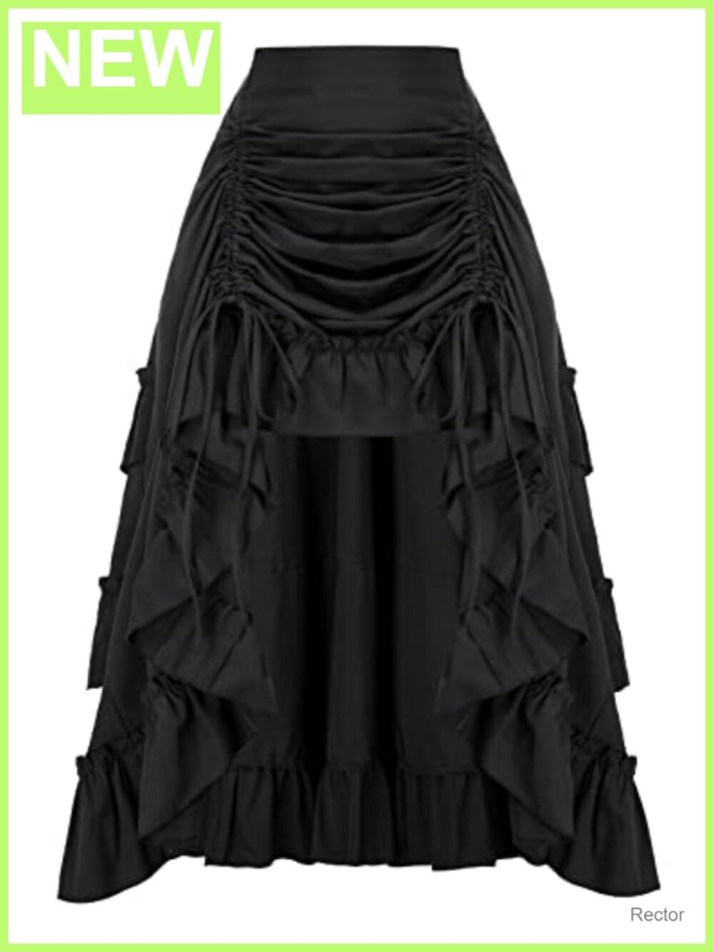 Renaissance Pirate High Low Skirt Drawstring Smocked Waist A-Line Maxi